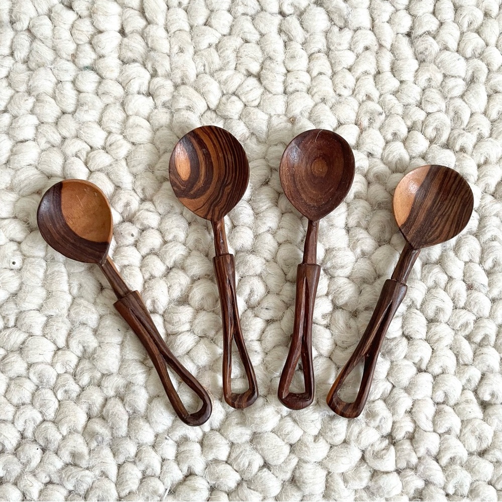 70s Handcrafted Rosewood Spoons, 5” Southeast Asia